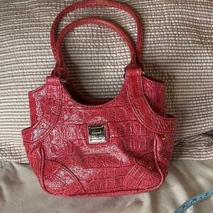 Elegant Koltov Dark Pink Croc-Embossed Handbag made by Koltov